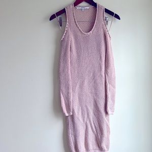 GUESS? Long Sleeve Cold Shoulder Sweater Dress - Pink - Size XS - Retail $89